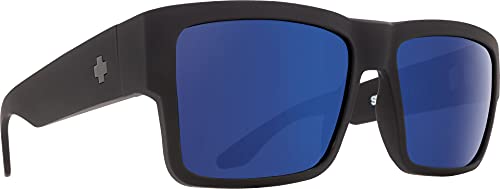 Spy Optic Cyrus Gafas de sol (ASIAN FIT - Color del marco: negro mate suave - Color de la lente: BRONCE FELIZ CON ESPEJO ESPEJO AZUL)