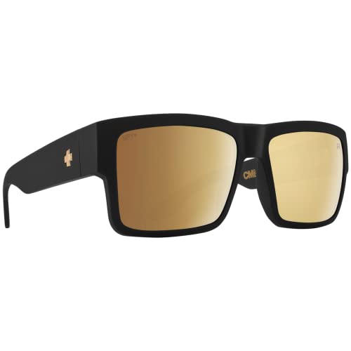 SPY Optics Cyrus - Gafas de sol (Club Midnite Soft Matt Black, Happy Bronze, Gold Spectra Mirror), Club Midnite Soft Matte Black