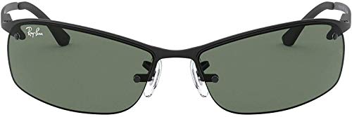 Ray-Ban 0RB3183, Gafas de sol, Negro (Marco: negro, color de la lente: verde clásico 006/71), 63 cm