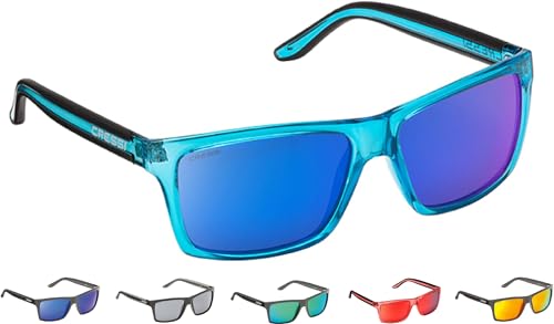 Cressi Rio Sunglasses Gafas de Sol Deportivo Polarizados, Unisex Adultos, Crystal Azul/Lentes Espejadas Azul, Talla única